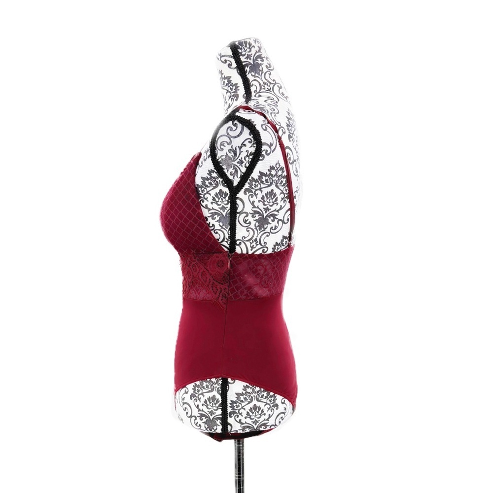 Fashion Nova Burgundy Lace Bodysuit Top - Picture 7 of 11